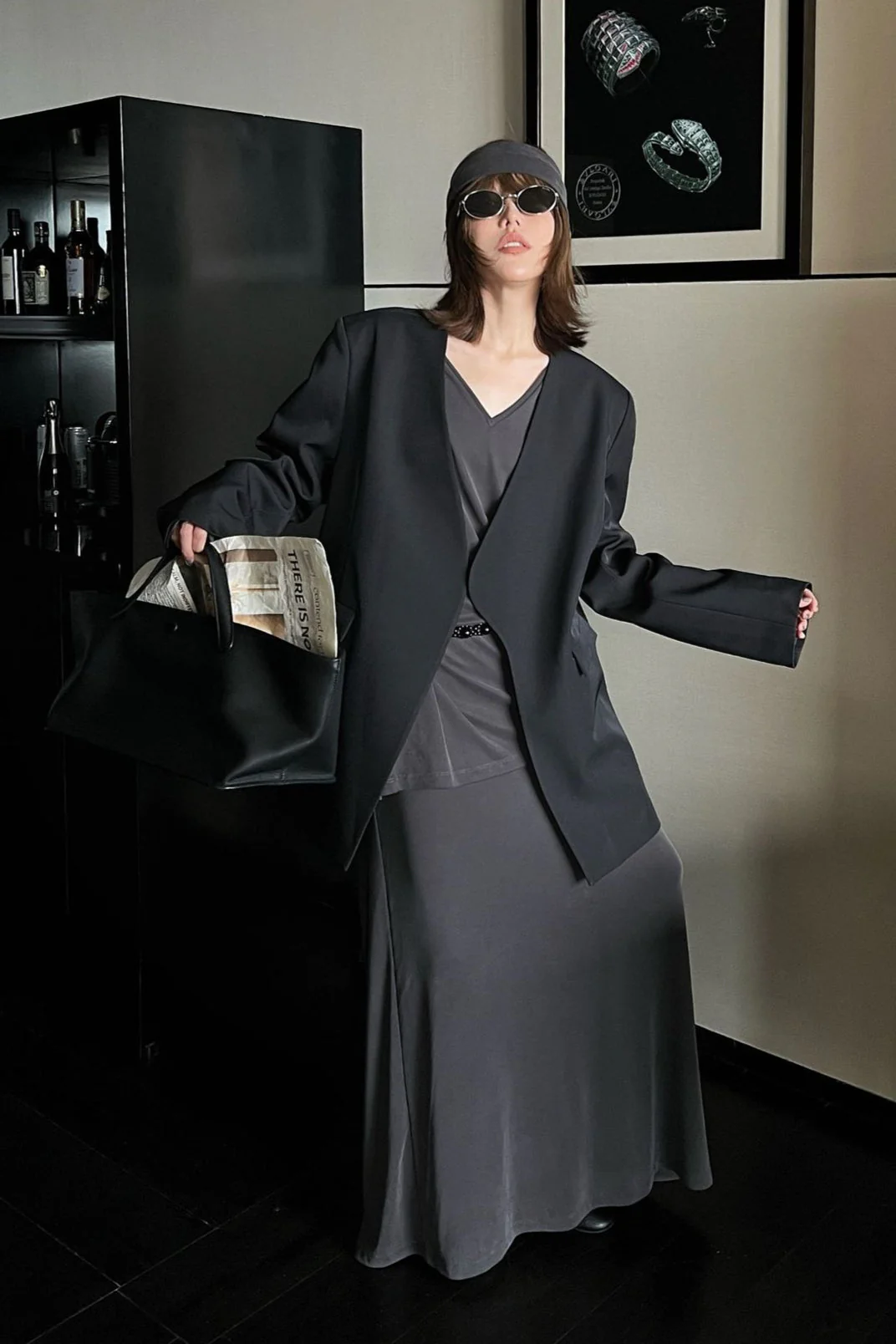 Oversized Black Casual Blazer - Image 7