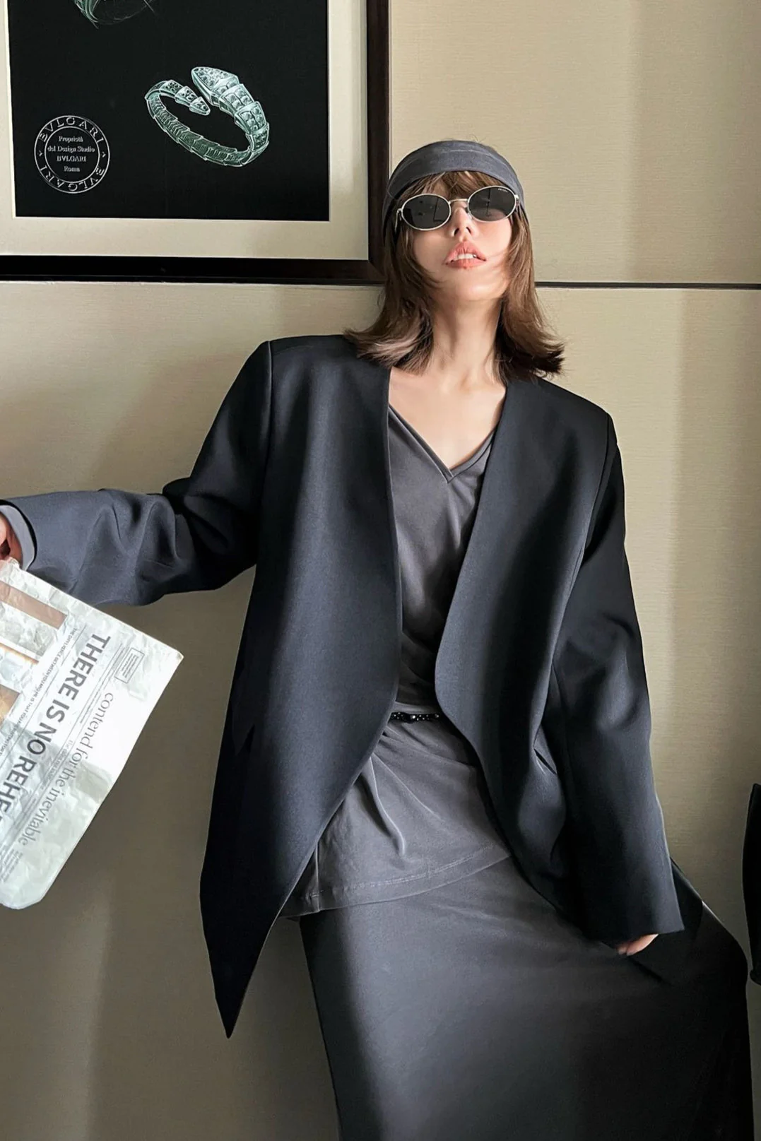 Oversized Black Casual Blazer - Image 8