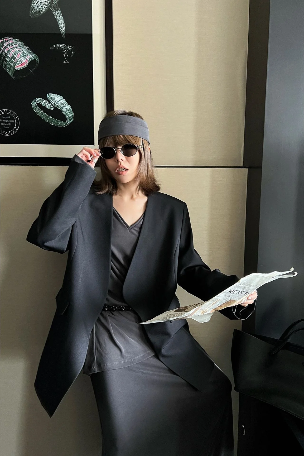 Oversized Black Casual Blazer - Image 9
