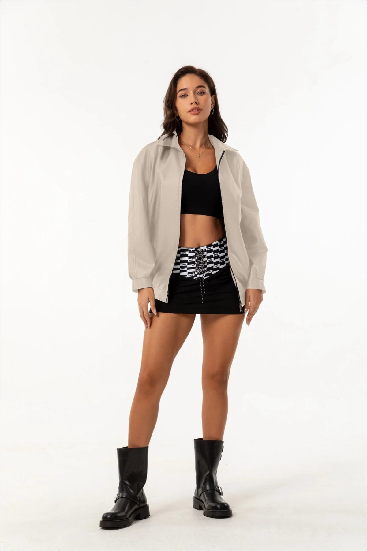 Oversized Lapel Leather Jacket - Image 9