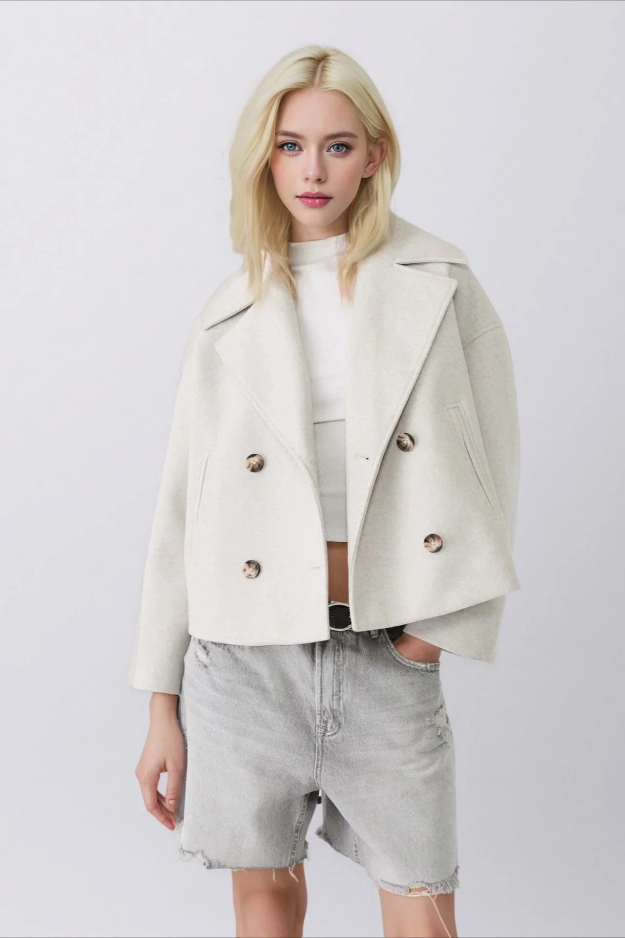 Oversized Lapel Wool Blend Jacket - Image 4