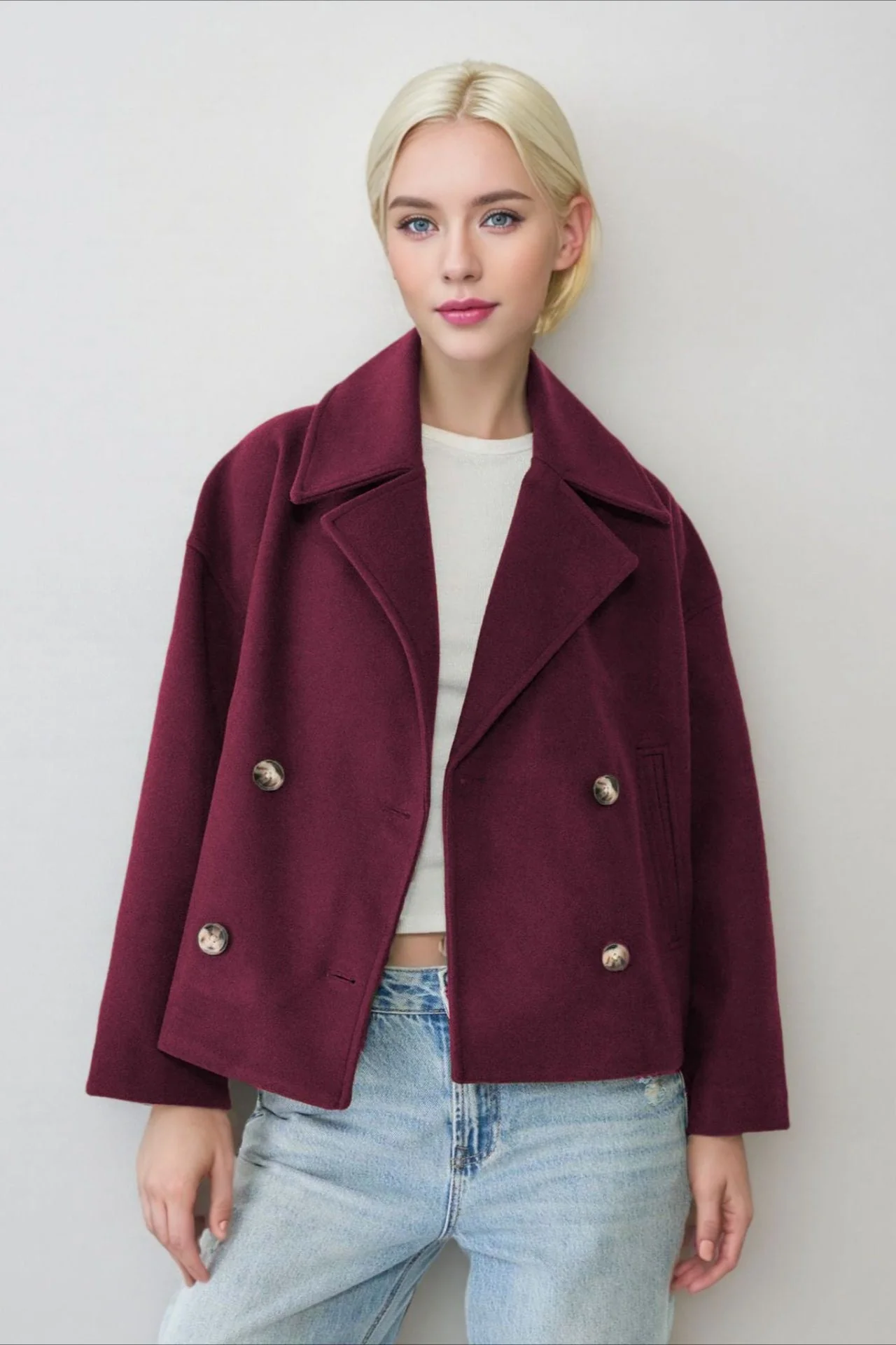 Oversized Lapel Wool Blend Jacket - Image 5