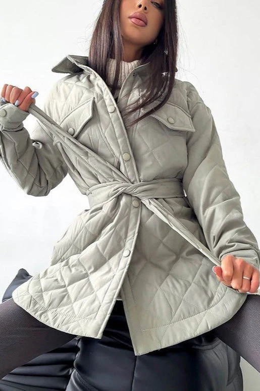 Oversized Longline Diamond Quilted Puffer Jacket - Image 11