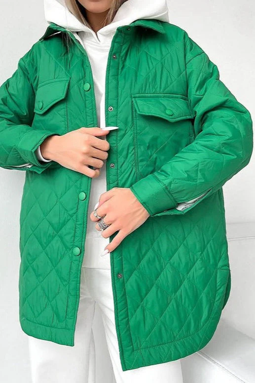 Oversized Longline Diamond Quilted Puffer Jacket - Image 2
