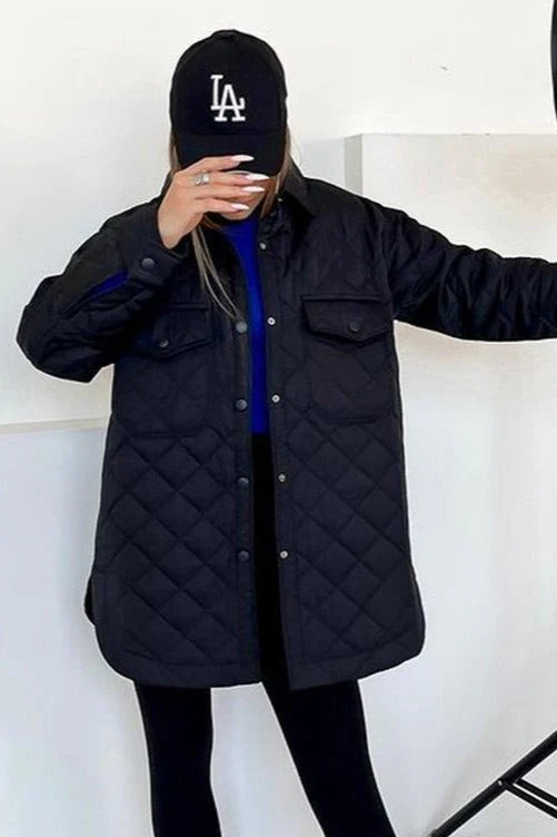 Oversized Longline Diamond Quilted Puffer Jacket - Image 7
