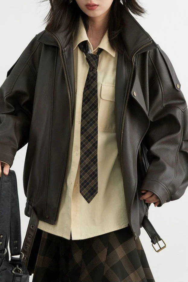 Oversized Moto Leather Jacket - Image 2