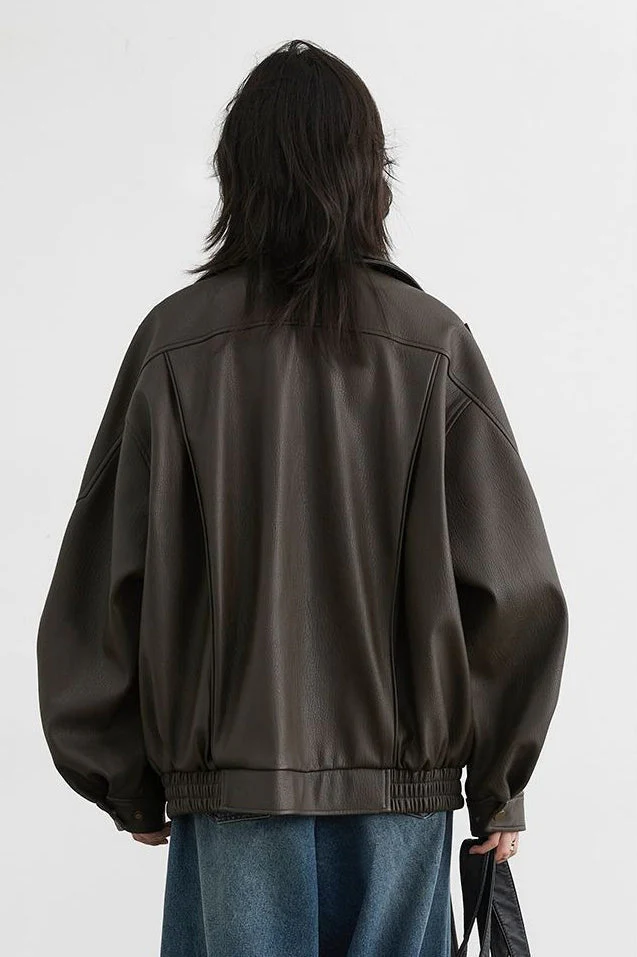 Oversized Moto Leather Jacket - Image 4