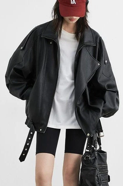Oversized Moto Leather Jacket - Image 6