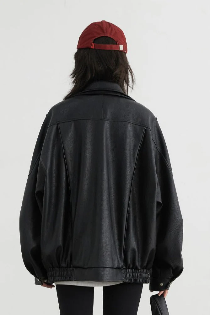 Oversized Moto Leather Jacket - Image 8