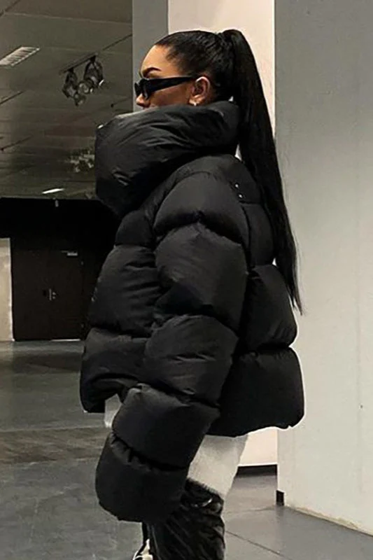 Oversized Snapshot Neck Warmer Puffer Jacket - Image 5