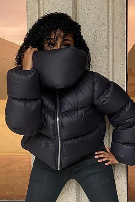 Oversized Snapshot Neck Warmer Puffer Jacket - Image 7