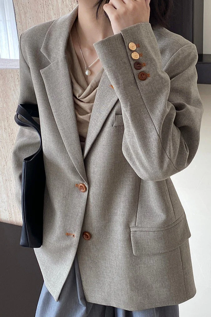 Oversized Speckled Lapel Blazer - Image 2