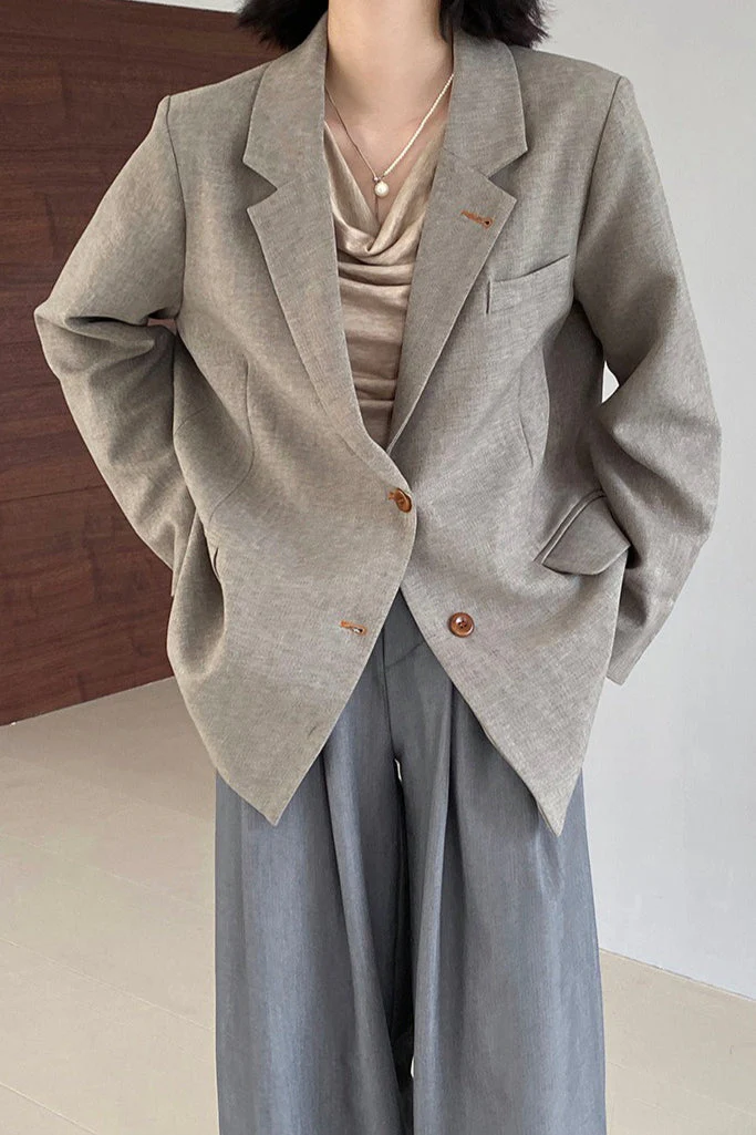 Oversized Speckled Lapel Blazer - Image 3