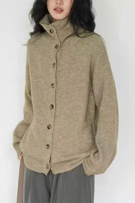 Oversized Turtleneck Cardigan - Image 5