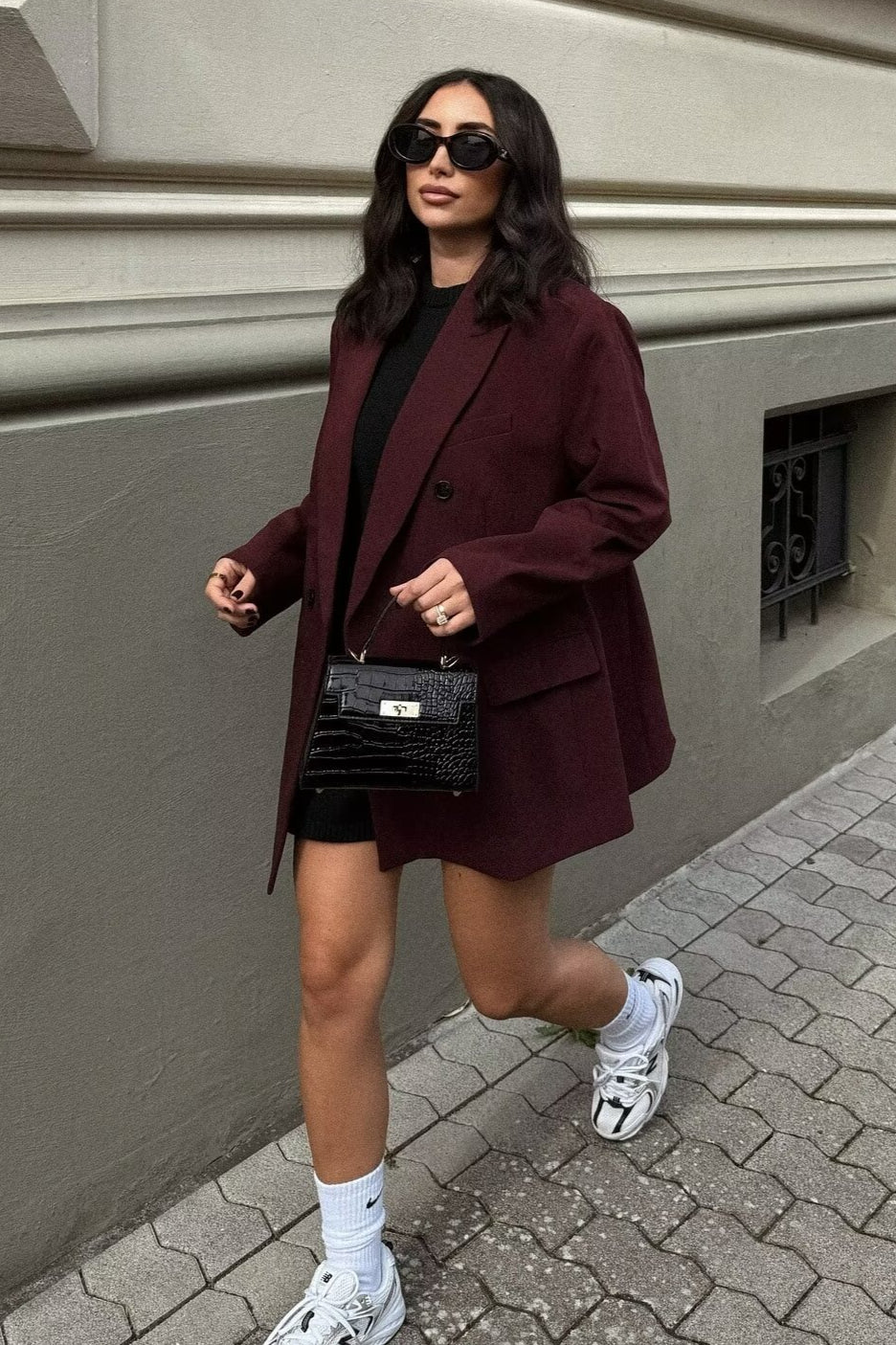 Oversized Wide Lapel Structured Blazer - Image 2