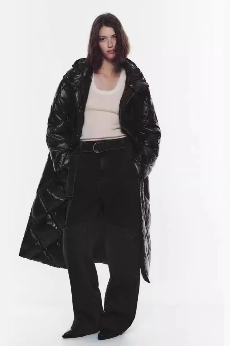 Padded Longline Hooded Puffer Coat - Image 4