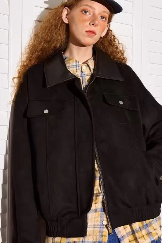 Patchwork Suede Casual Jacket - Image 3