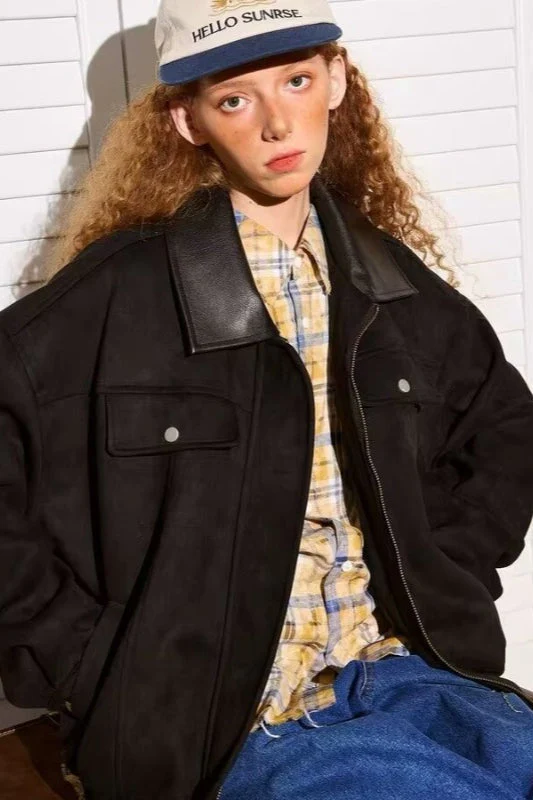 Patchwork Suede Casual Jacket - Image 4