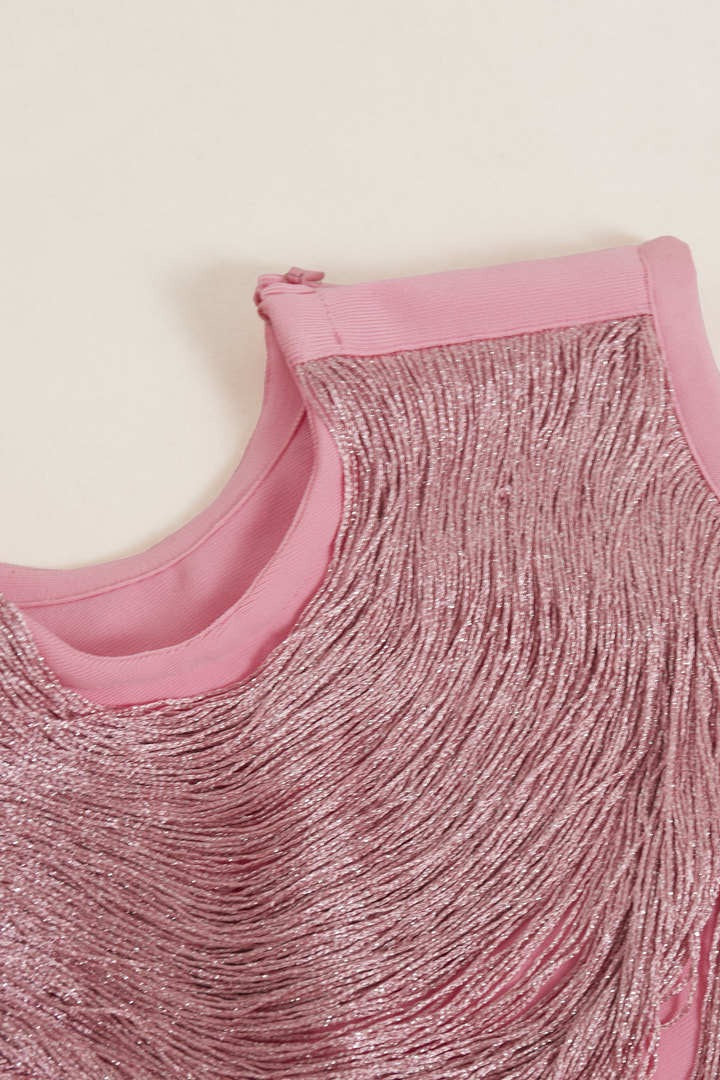 Pink Fringe Bandage Party Dress - Image 10