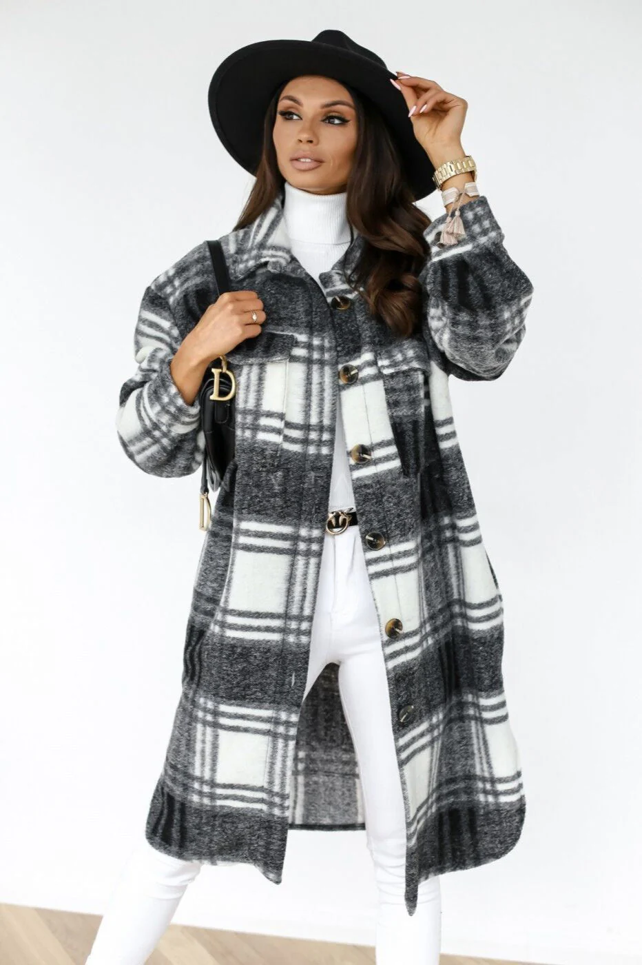 Plaid Button Down Shirt Coat - Image 11