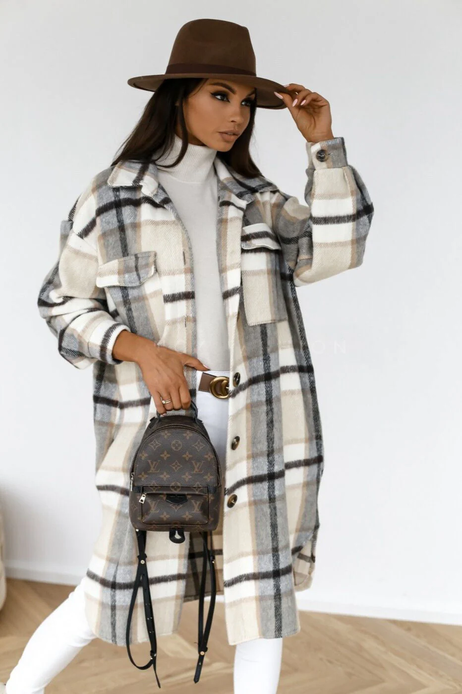 Plaid Button Down Shirt Coat - Image 3