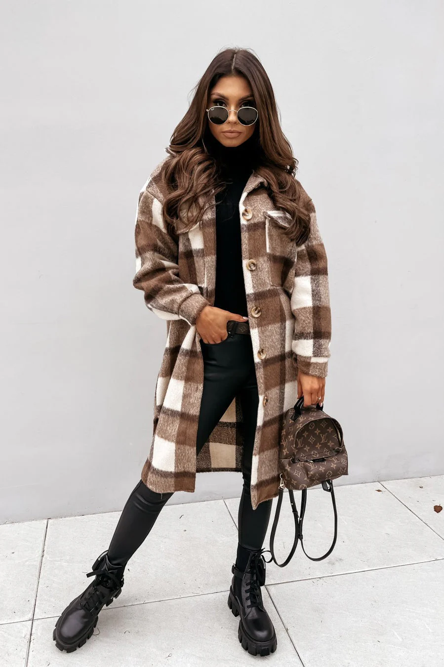 Plaid Button Down Shirt Coat - Image 7