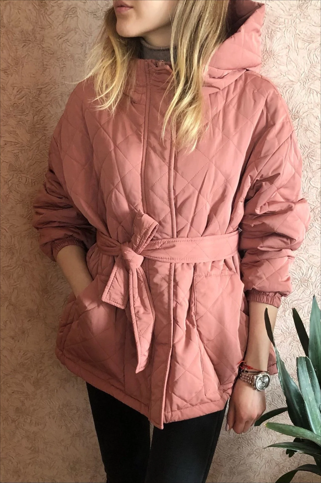 Plus Size Diamond Quilted Puffer Jacket - Image 2
