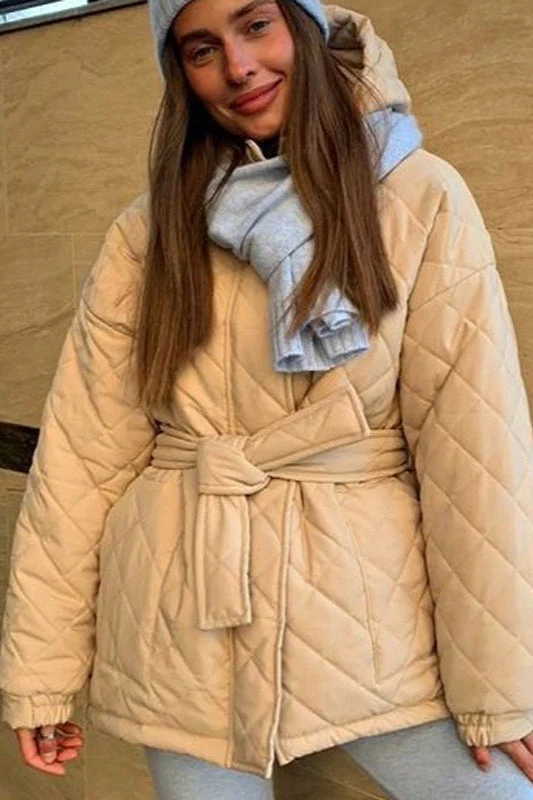 Plus Size Diamond Quilted Puffer Jacket - Image 3