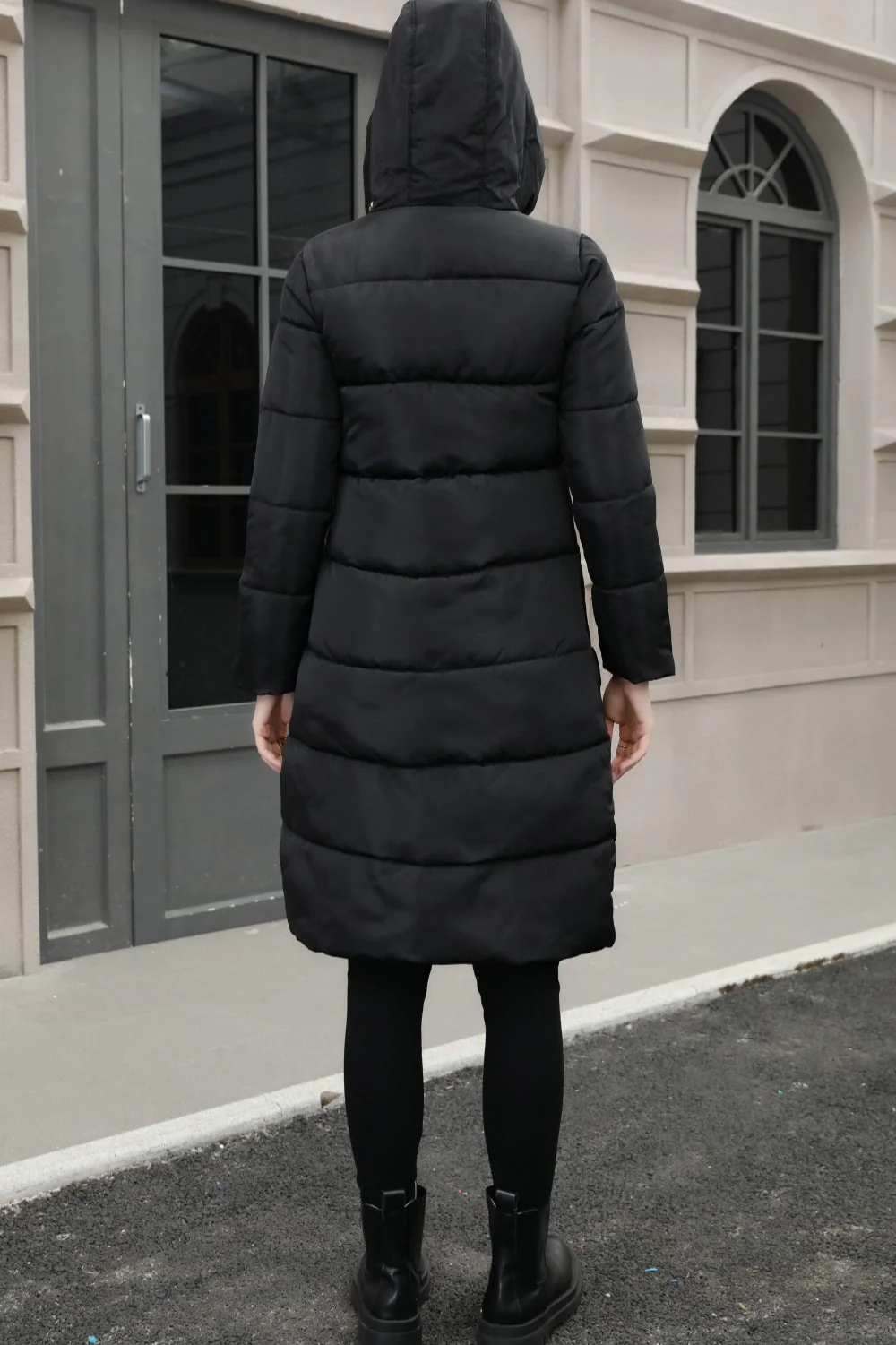 Plus Size Hooded Longline Puffer Coat - Image 11