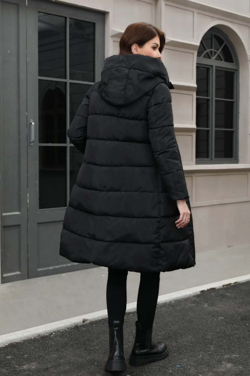 Plus Size Hooded Longline Puffer Coat - Image 5