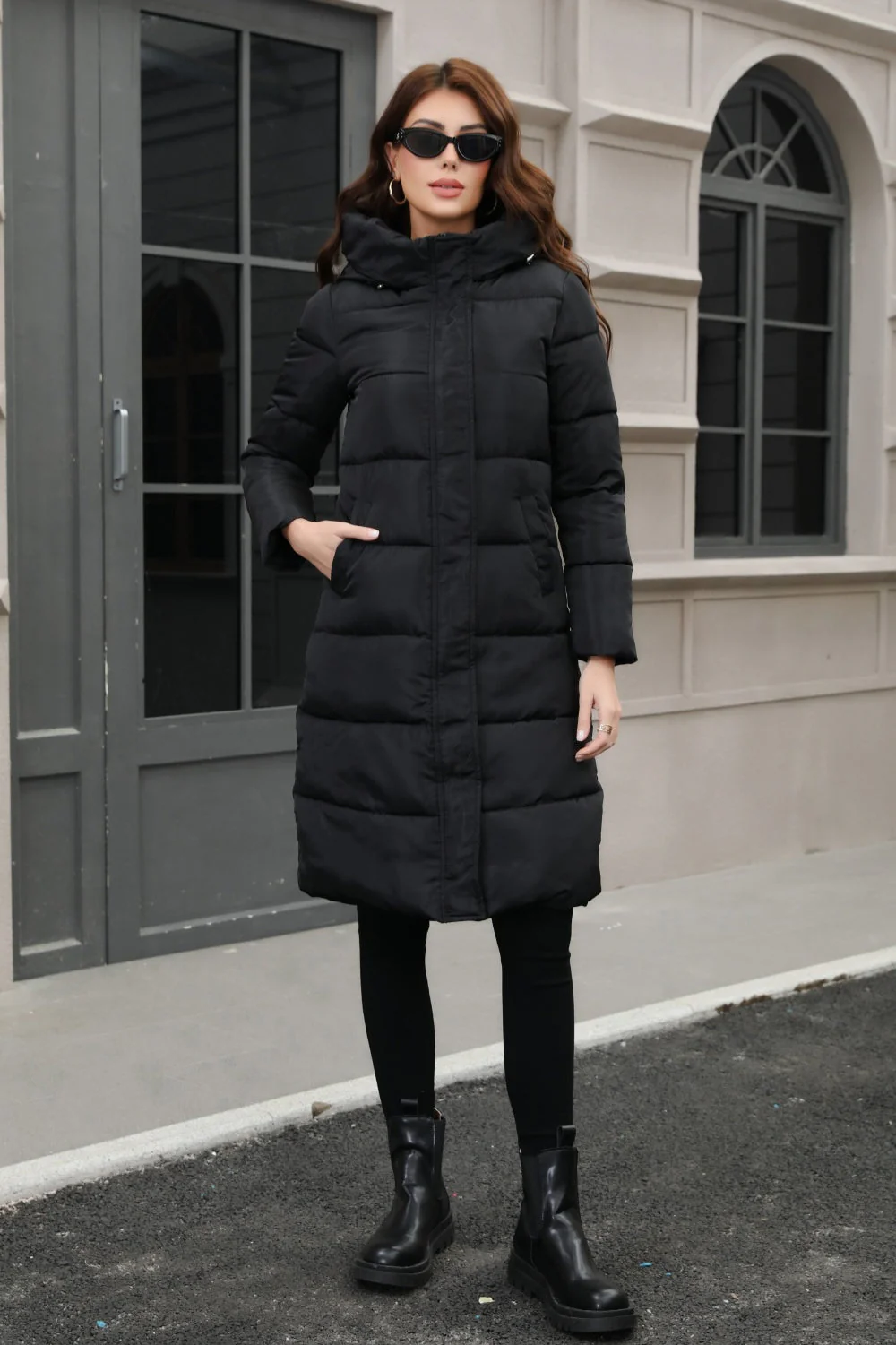 Plus Size Hooded Longline Puffer Coat - Image 6