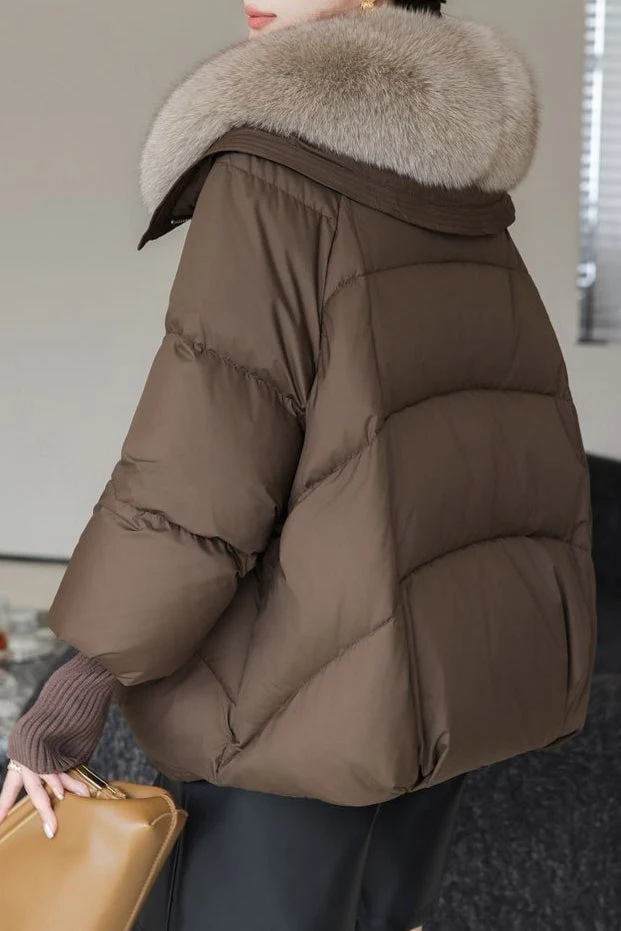 Plush Lapel Cropped Puffer Jacket - Image 5