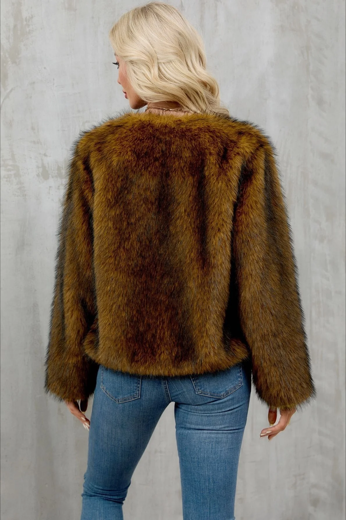 Plush Short Fur Open Cardigan Coat - Image 10
