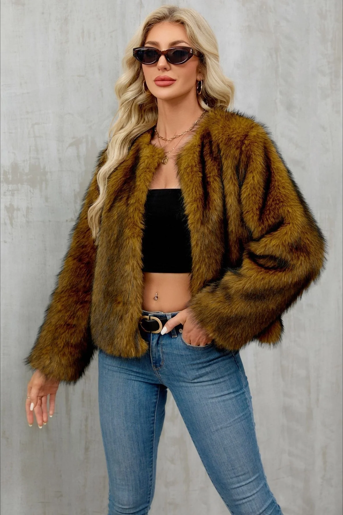 Plush Short Fur Open Cardigan Coat - Image 6