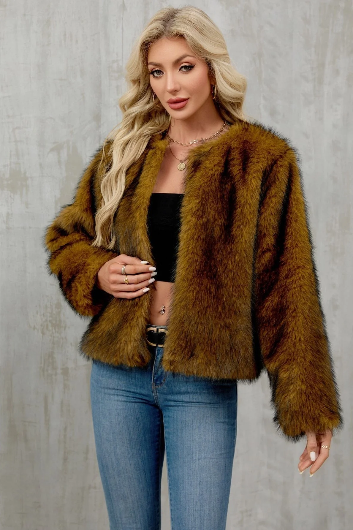 Plush Short Fur Open Cardigan Coat - Image 7