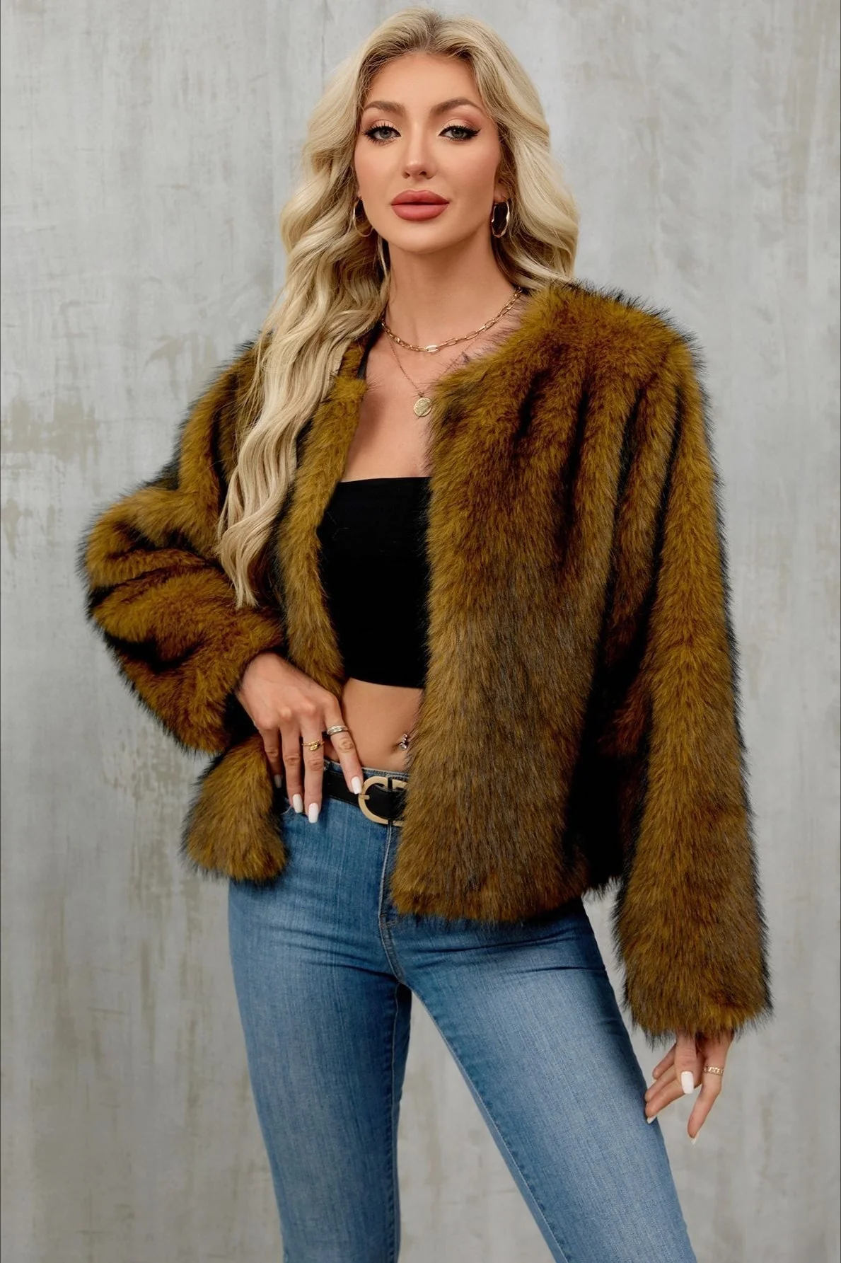 Plush Short Fur Open Cardigan Coat - Image 8