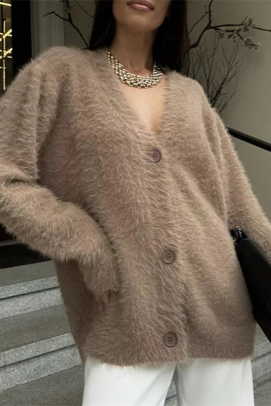 Plush V-Neck Cardigan - Image 11