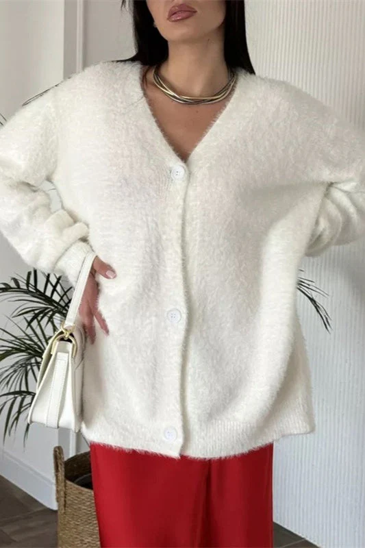 Plush V-Neck Cardigan - Image 12