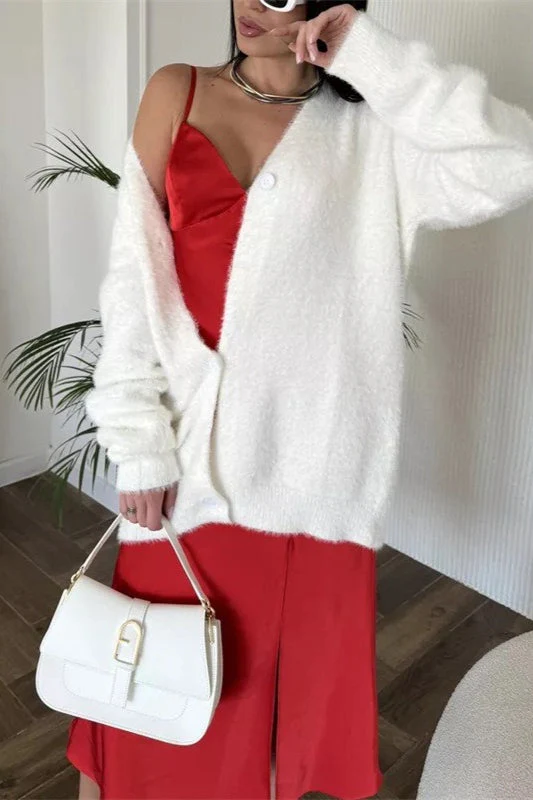 Plush V-Neck Cardigan - Image 13