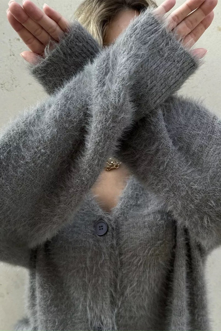 Plush V-Neck Cardigan - Image 6