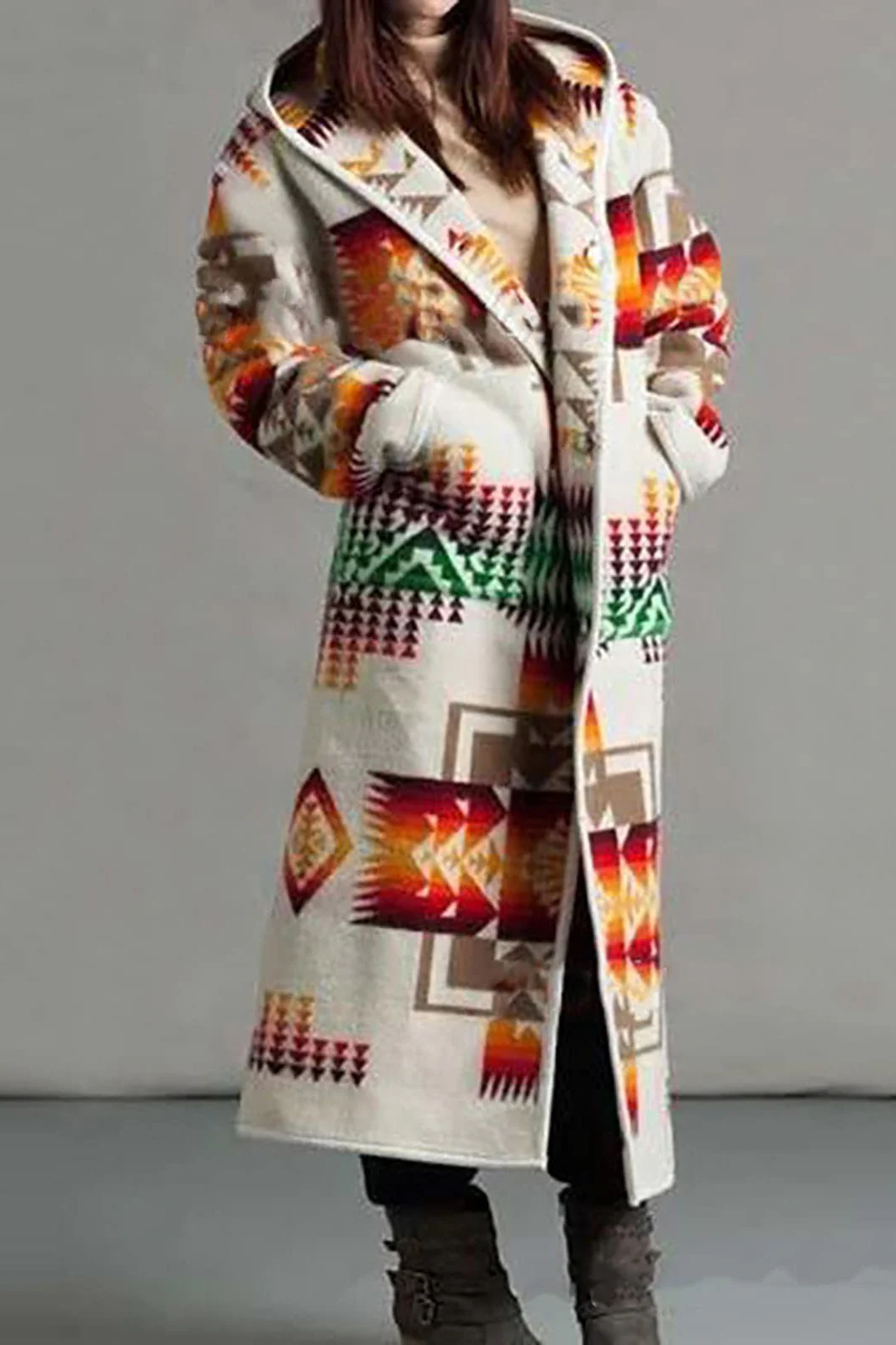 Pocket Printed Longline Coat - Image 3