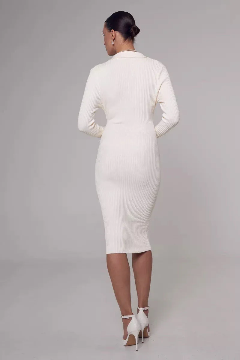 Polo Neck Bodycon Sweater Dress - Image 5