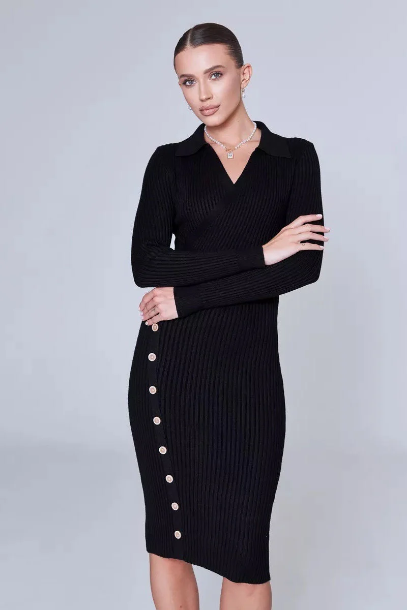Polo Neck Bodycon Sweater Dress - Image 6