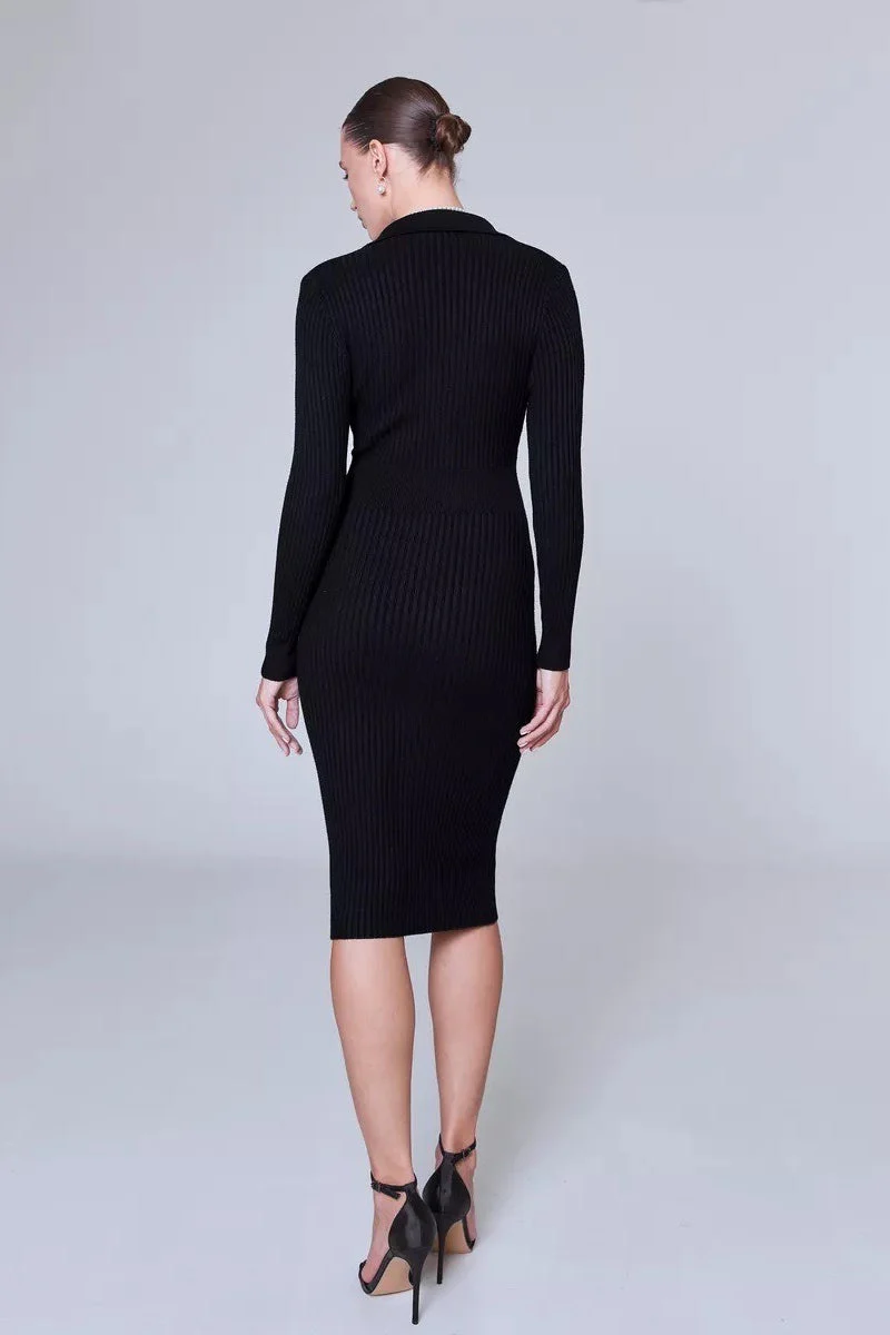 Polo Neck Bodycon Sweater Dress - Image 8