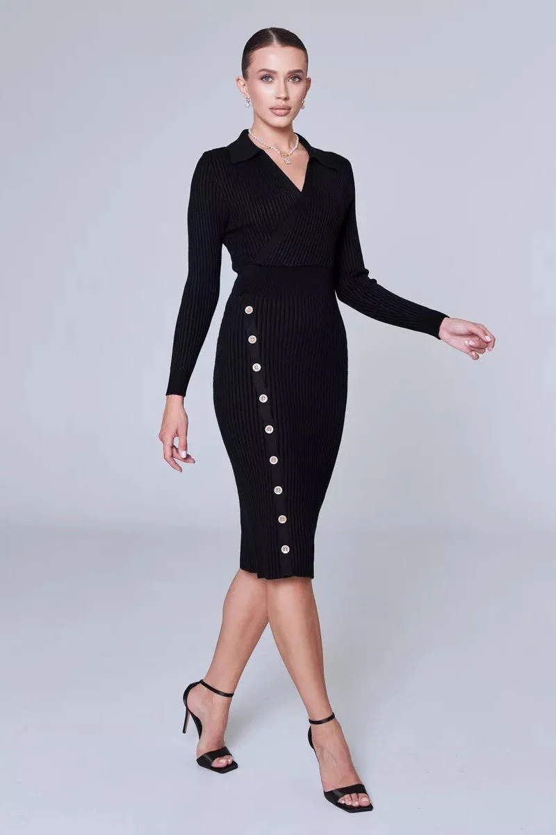Polo Neck Bodycon Sweater Dress - Image 9