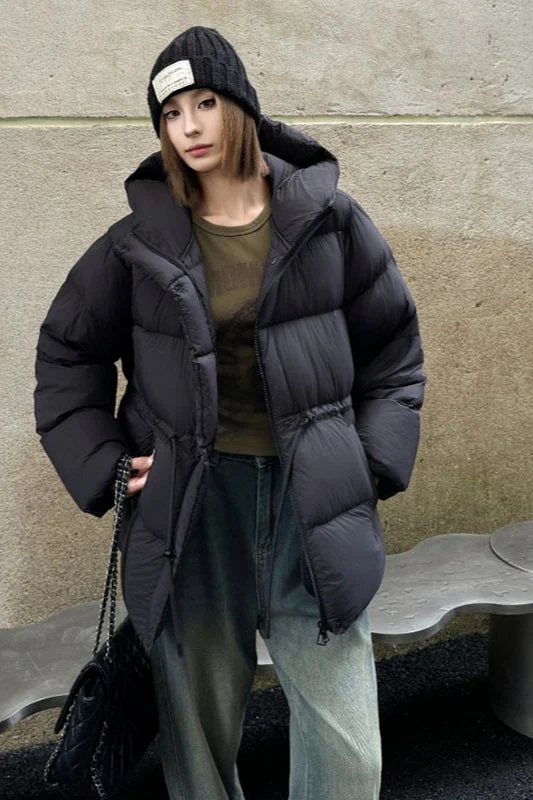 Premium White Duck Down Trench Puffer Jacket - Image 10
