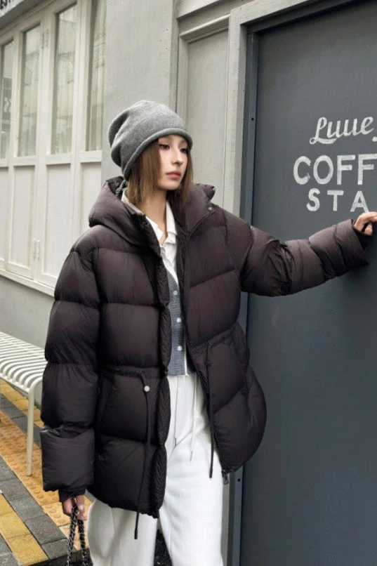 Premium White Duck Down Trench Puffer Jacket - Image 2