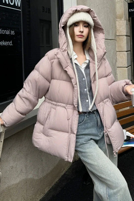 Premium White Duck Down Trench Puffer Jacket - Image 4
