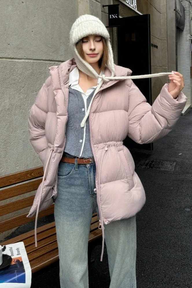 Premium White Duck Down Trench Puffer Jacket - Image 5