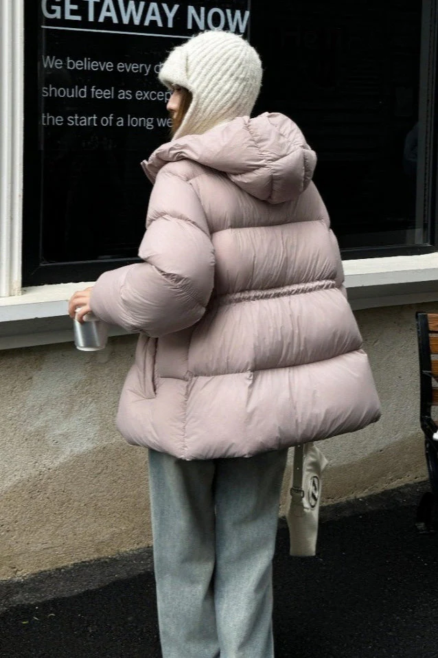 Premium White Duck Down Trench Puffer Jacket - Image 6